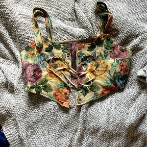 Cider floral ribbon lace up corset. Size L.